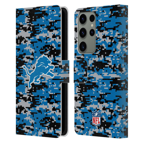 NFL Detroit Lions Graphics Digital Camouflage Leather Book Wallet Case Cover For Samsung Galaxy S23 Ultra 5G