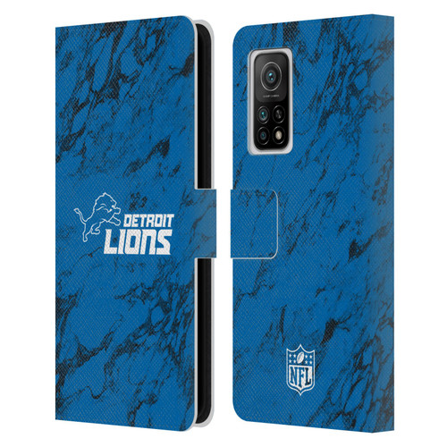 NFL Detroit Lions Graphics Coloured Marble Leather Book Wallet Case Cover For Xiaomi Mi 10T 5G