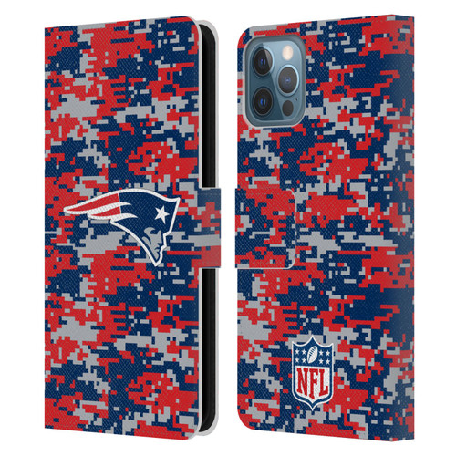 NFL New England Patriots Graphics Digital Camouflage Leather Book Wallet Case Cover For Apple iPhone 12 / iPhone 12 Pro