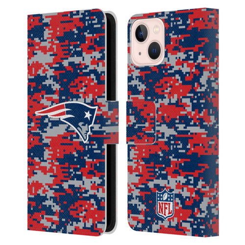 NFL New England Patriots Graphics Digital Camouflage Leather Book Wallet Case Cover For Apple iPhone 13