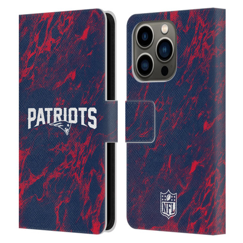 NFL New England Patriots Graphics Coloured Marble Leather Book Wallet Case Cover For Apple iPhone 14 Pro
