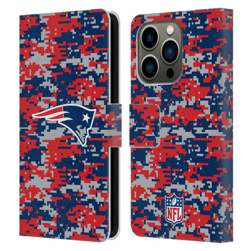 NFL New England Patriots Graphics Digital Camouflage Leather Book Wallet Case Cover For Apple iPhone 14 Pro