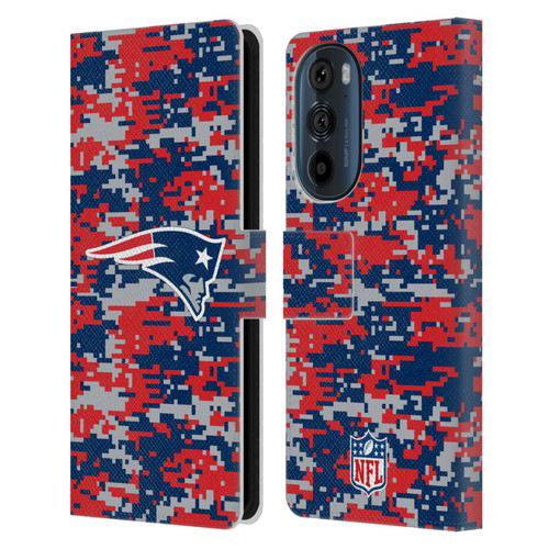 NFL New England Patriots Graphics Digital Camouflage Leather Book Wallet Case Cover For Motorola Edge 30