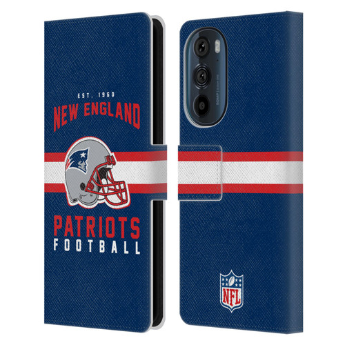 NFL New England Patriots Graphics Helmet Typography Leather Book Wallet Case Cover For Motorola Edge 30