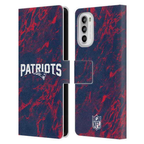 NFL New England Patriots Graphics Coloured Marble Leather Book Wallet Case Cover For Motorola Moto G52