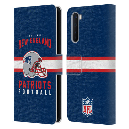 NFL New England Patriots Graphics Helmet Typography Leather Book Wallet Case Cover For OnePlus Nord 5G