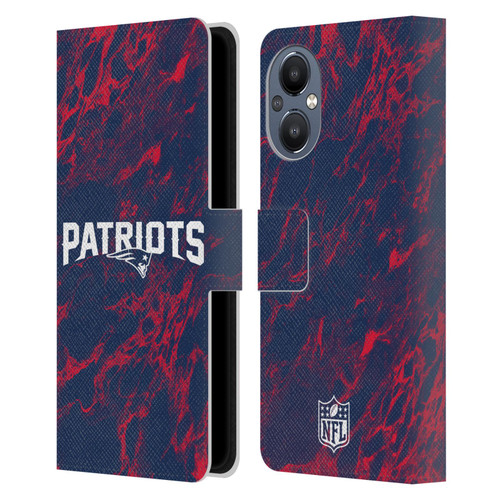 NFL New England Patriots Graphics Coloured Marble Leather Book Wallet Case Cover For OnePlus Nord N20 5G