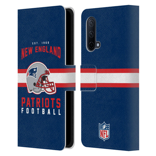 NFL New England Patriots Graphics Helmet Typography Leather Book Wallet Case Cover For OnePlus Nord CE 5G