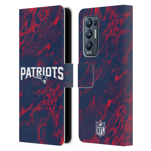 NFL New England Patriots Graphics Coloured Marble Leather Book Wallet Case Cover For OPPO Find X3 Neo / Reno5 Pro+ 5G