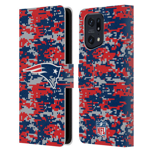 NFL New England Patriots Graphics Digital Camouflage Leather Book Wallet Case Cover For OPPO Find X5 Pro