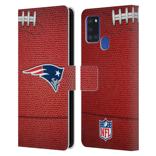 NFL New England Patriots Graphics Football Leather Book Wallet Case Cover For Samsung Galaxy A21s (2020)