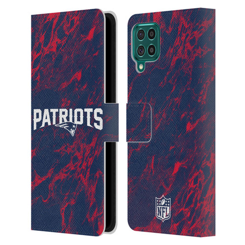 NFL New England Patriots Graphics Coloured Marble Leather Book Wallet Case Cover For Samsung Galaxy F62 (2021)