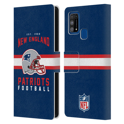 NFL New England Patriots Graphics Helmet Typography Leather Book Wallet Case Cover For Samsung Galaxy M31 (2020)