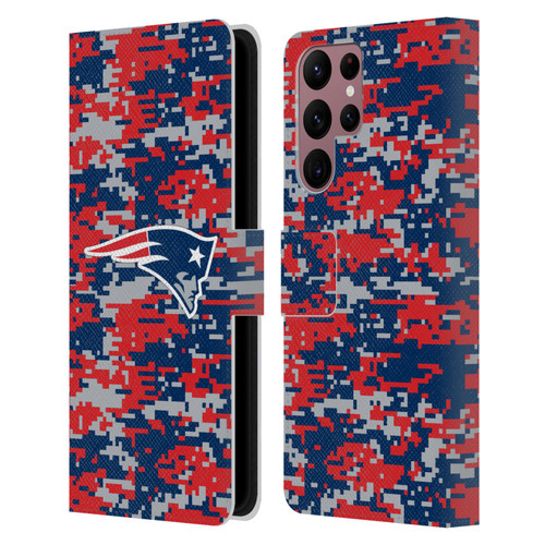NFL New England Patriots Graphics Digital Camouflage Leather Book Wallet Case Cover For Samsung Galaxy S22 Ultra 5G