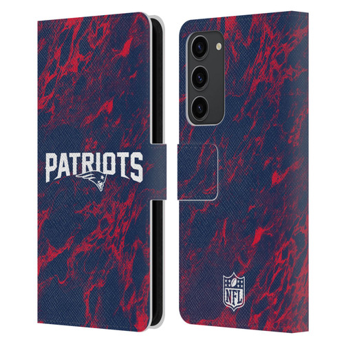 NFL New England Patriots Graphics Coloured Marble Leather Book Wallet Case Cover For Samsung Galaxy S23+ 5G