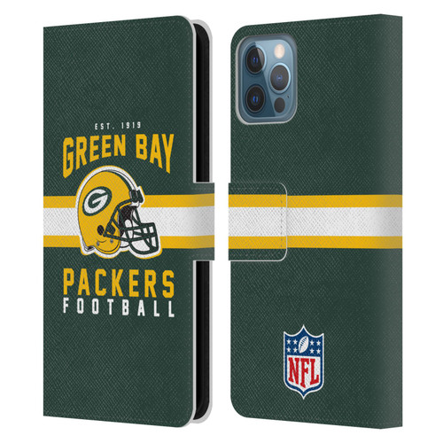 NFL Green Bay Packers Graphics Helmet Typography Leather Book Wallet Case Cover For Apple iPhone 12 / iPhone 12 Pro