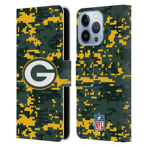 NFL Green Bay Packers Graphics Digital Camouflage Leather Book Wallet Case Cover For Apple iPhone 13 Pro