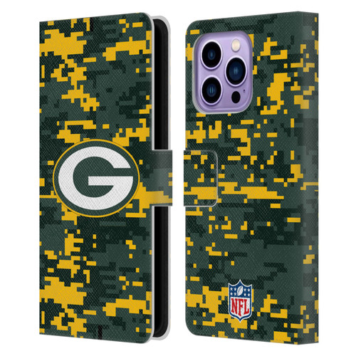 NFL Green Bay Packers Graphics Digital Camouflage Leather Book Wallet Case Cover For Apple iPhone 14 Pro Max