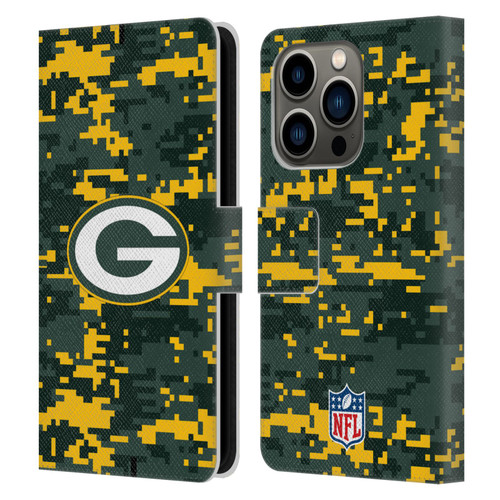 NFL Green Bay Packers Graphics Digital Camouflage Leather Book Wallet Case Cover For Apple iPhone 14 Pro