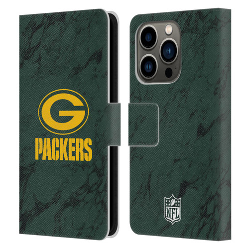 NFL Green Bay Packers Graphics Coloured Marble Leather Book Wallet Case Cover For Apple iPhone 14 Pro