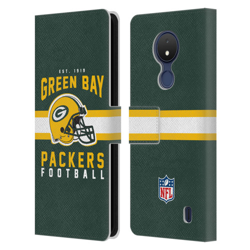 NFL Green Bay Packers Graphics Helmet Typography Leather Book Wallet Case Cover For Nokia C21