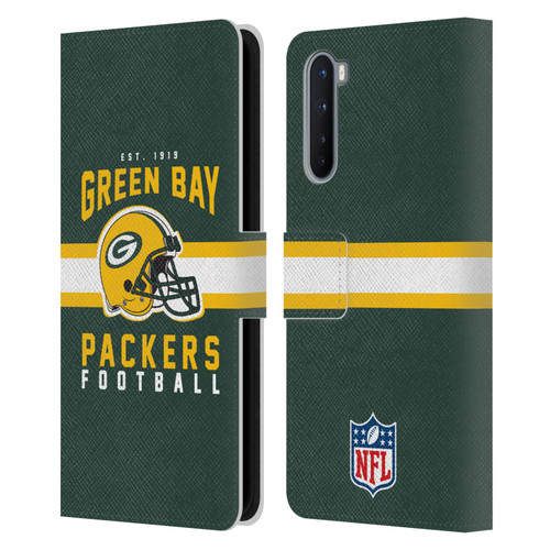 NFL Green Bay Packers Graphics Helmet Typography Leather Book Wallet Case Cover For OnePlus Nord 5G