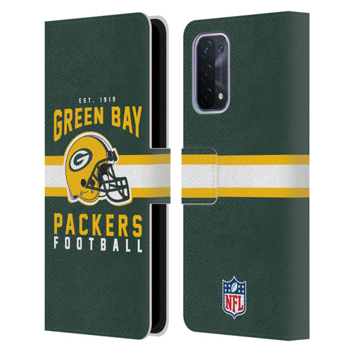 NFL Green Bay Packers Graphics Helmet Typography Leather Book Wallet Case Cover For OPPO A54 5G