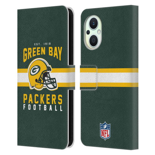 NFL Green Bay Packers Graphics Helmet Typography Leather Book Wallet Case Cover For OPPO Reno8 Lite