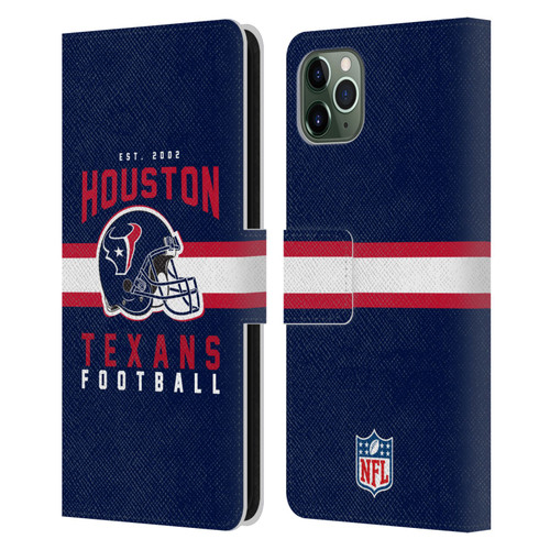 NFL Houston Texans Graphics Helmet Typography Leather Book Wallet Case Cover For Apple iPhone 11 Pro Max