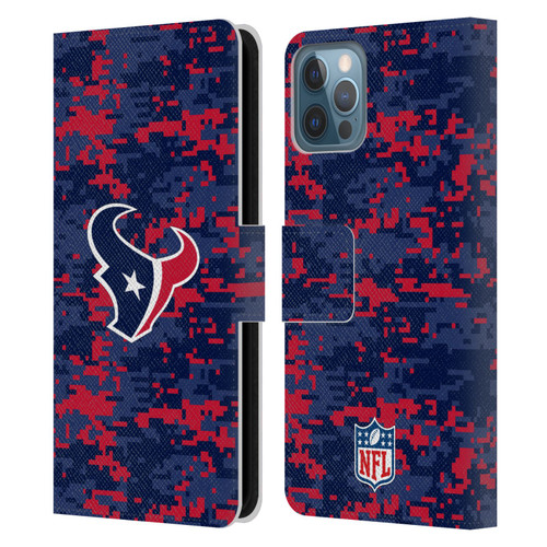 NFL Houston Texans Graphics Digital Camouflage Leather Book Wallet Case Cover For Apple iPhone 12 / iPhone 12 Pro