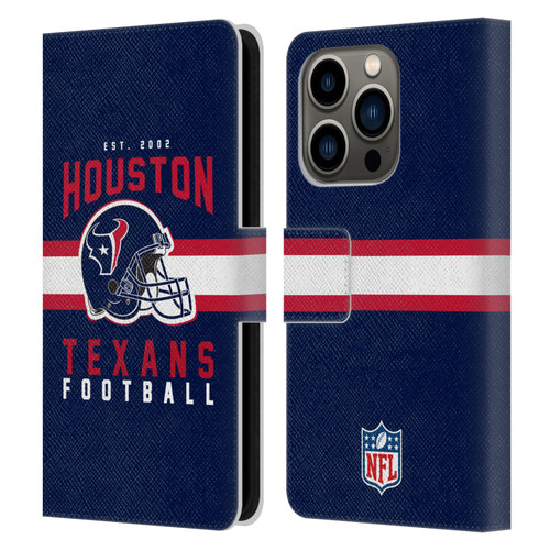 NFL Houston Texans Graphics Helmet Typography Leather Book Wallet Case Cover For Apple iPhone 14 Pro