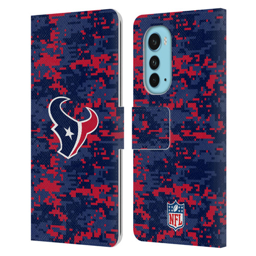 NFL Houston Texans Graphics Digital Camouflage Leather Book Wallet Case Cover For Motorola Edge (2022)
