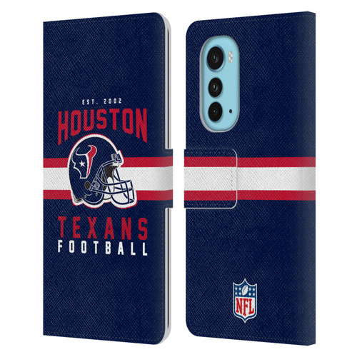 NFL Houston Texans Graphics Helmet Typography Leather Book Wallet Case Cover For Motorola Edge (2022)