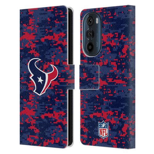 NFL Houston Texans Graphics Digital Camouflage Leather Book Wallet Case Cover For Motorola Edge 30