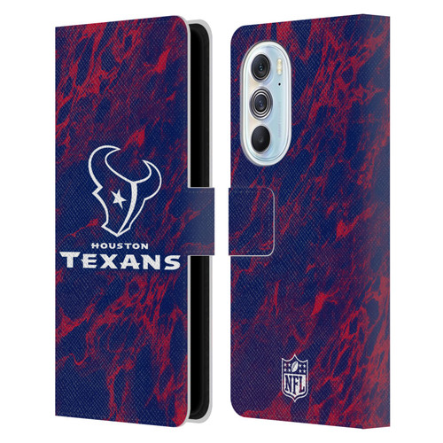 NFL Houston Texans Graphics Coloured Marble Leather Book Wallet Case Cover For Motorola Edge X30