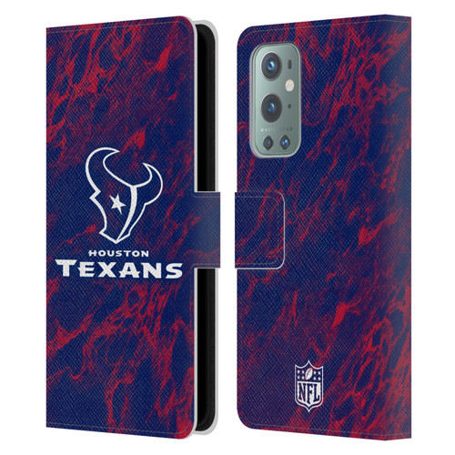 NFL Houston Texans Graphics Coloured Marble Leather Book Wallet Case Cover For OnePlus 9