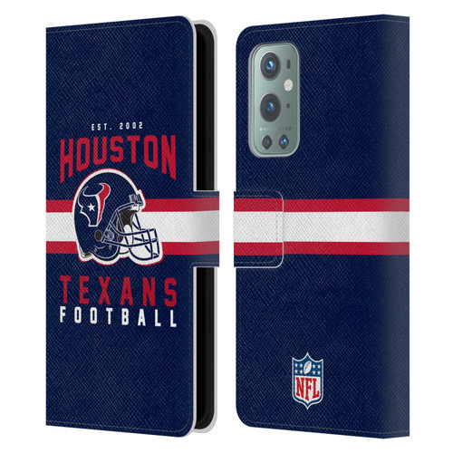 NFL Houston Texans Graphics Helmet Typography Leather Book Wallet Case Cover For OnePlus 9