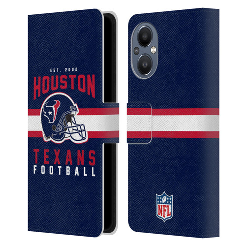 NFL Houston Texans Graphics Helmet Typography Leather Book Wallet Case Cover For OnePlus Nord N20 5G