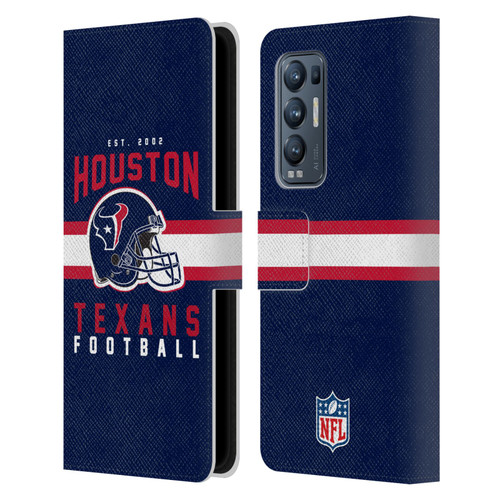 NFL Houston Texans Graphics Helmet Typography Leather Book Wallet Case Cover For OPPO Find X3 Neo / Reno5 Pro+ 5G
