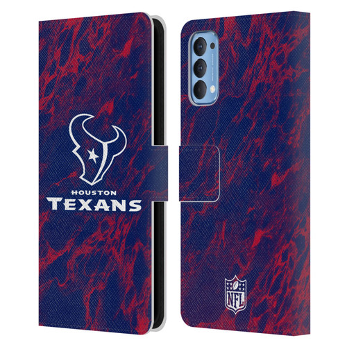 NFL Houston Texans Graphics Coloured Marble Leather Book Wallet Case Cover For OPPO Reno 4 5G