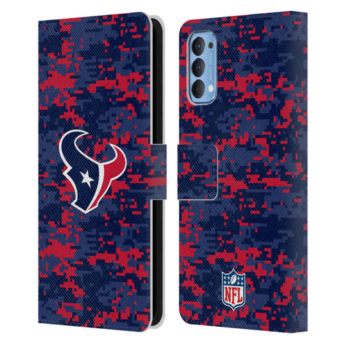 NFL Houston Texans Graphics Digital Camouflage Leather Book Wallet Case Cover For OPPO Reno 4 5G