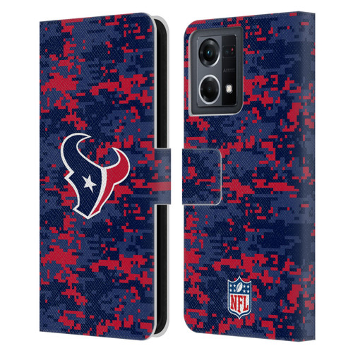 NFL Houston Texans Graphics Digital Camouflage Leather Book Wallet Case Cover For OPPO Reno8 4G