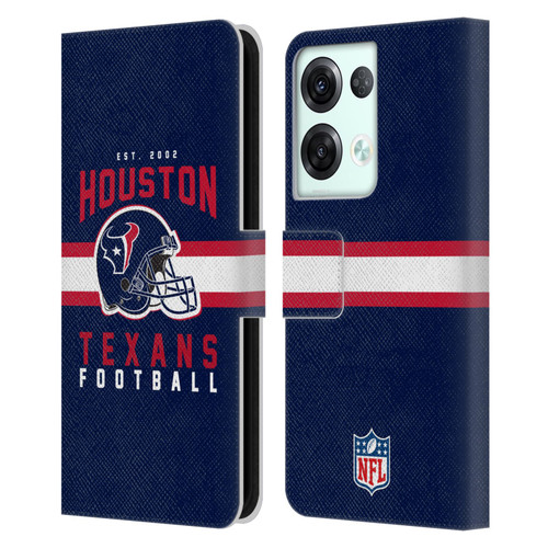 NFL Houston Texans Graphics Helmet Typography Leather Book Wallet Case Cover For OPPO Reno8 Pro