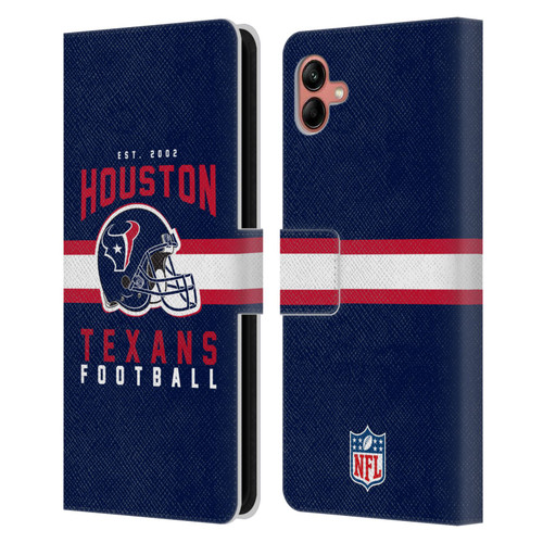 NFL Houston Texans Graphics Helmet Typography Leather Book Wallet Case Cover For Samsung Galaxy A04 (2022)
