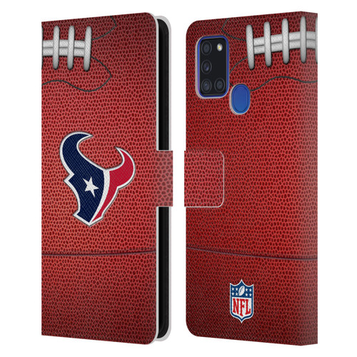 NFL Houston Texans Graphics Football Leather Book Wallet Case Cover For Samsung Galaxy A21s (2020)