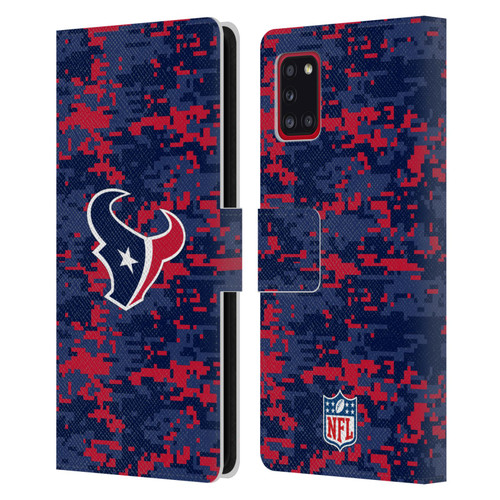 NFL Houston Texans Graphics Digital Camouflage Leather Book Wallet Case Cover For Samsung Galaxy A31 (2020)