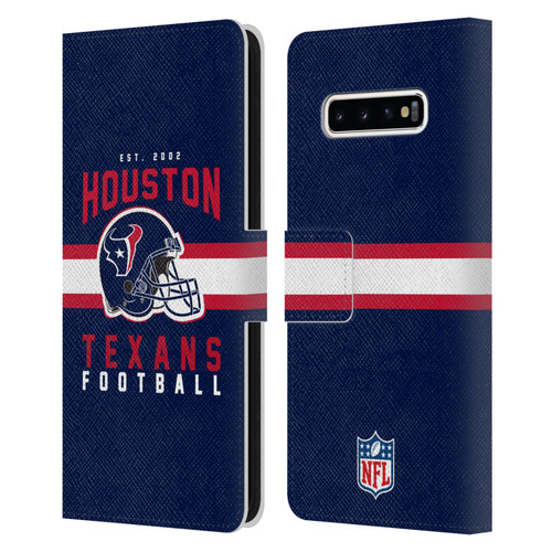 NFL Houston Texans Graphics Helmet Typography Leather Book Wallet Case Cover For Samsung Galaxy S10+ / S10 Plus