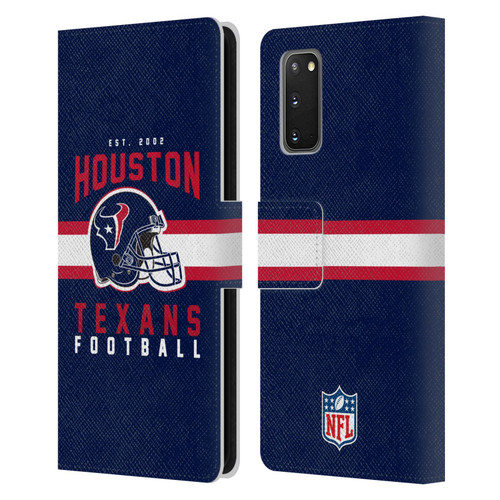 NFL Houston Texans Graphics Helmet Typography Leather Book Wallet Case Cover For Samsung Galaxy S20 / S20 5G