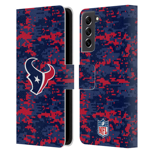 NFL Houston Texans Graphics Digital Camouflage Leather Book Wallet Case Cover For Samsung Galaxy S21 FE 5G