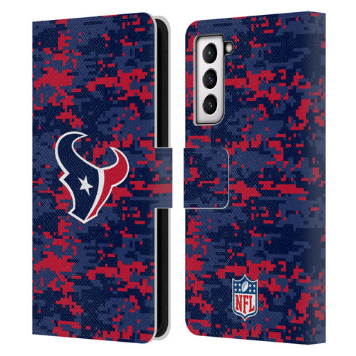 NFL Houston Texans Graphics Digital Camouflage Leather Book Wallet Case Cover For Samsung Galaxy S21 5G